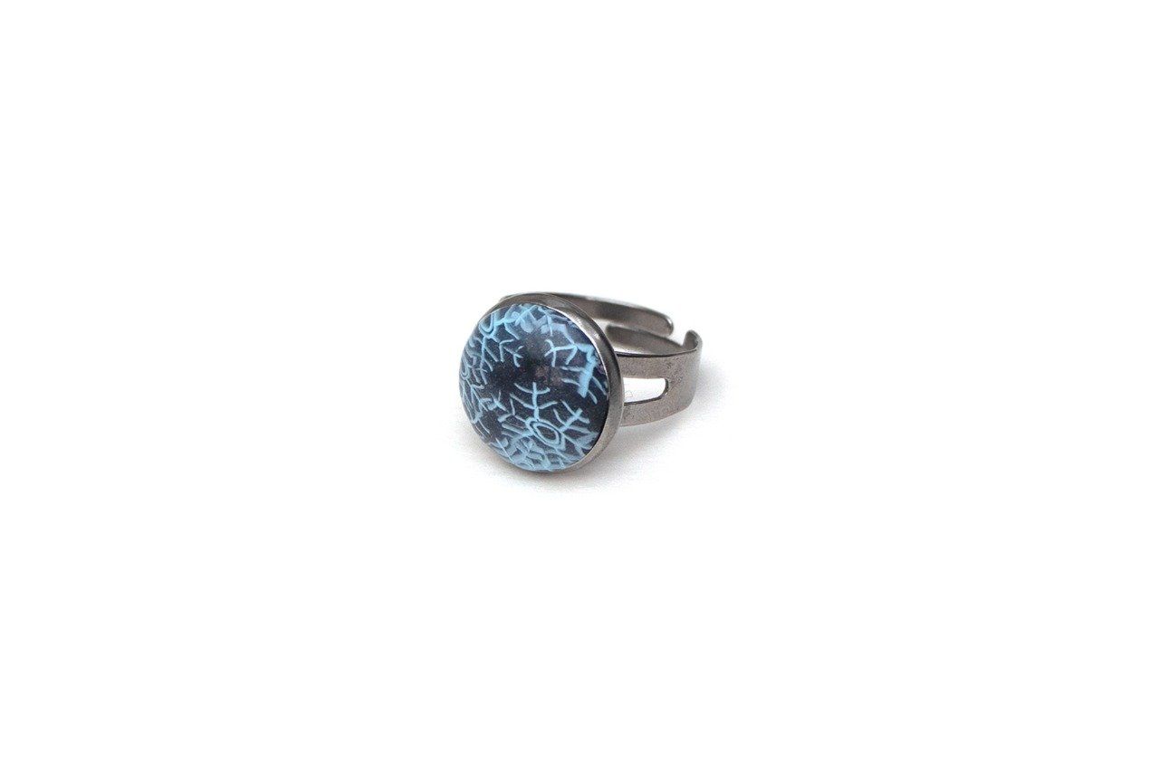 Bague Adjustable Bleu Cristal Feuille main image 1