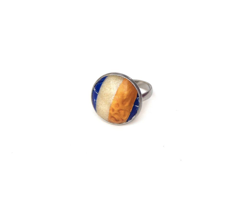 Grande bague ronde ajustable en acier inoxydable de la collection Imitation - Modèle unique