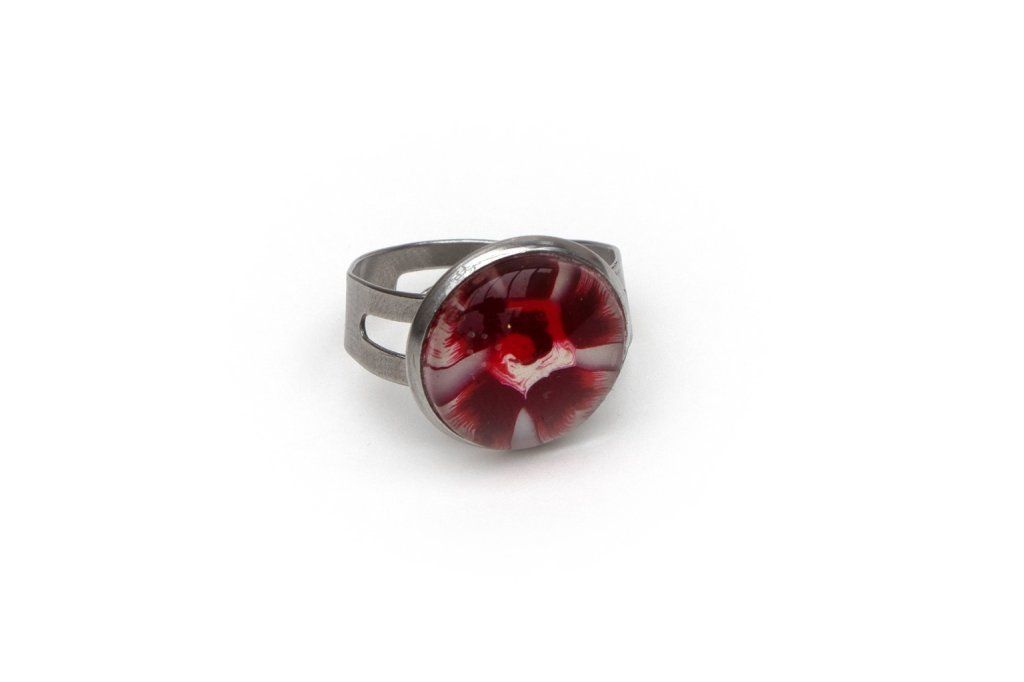 Bague réglable fleurs rouge - Collection Nature - Disponible