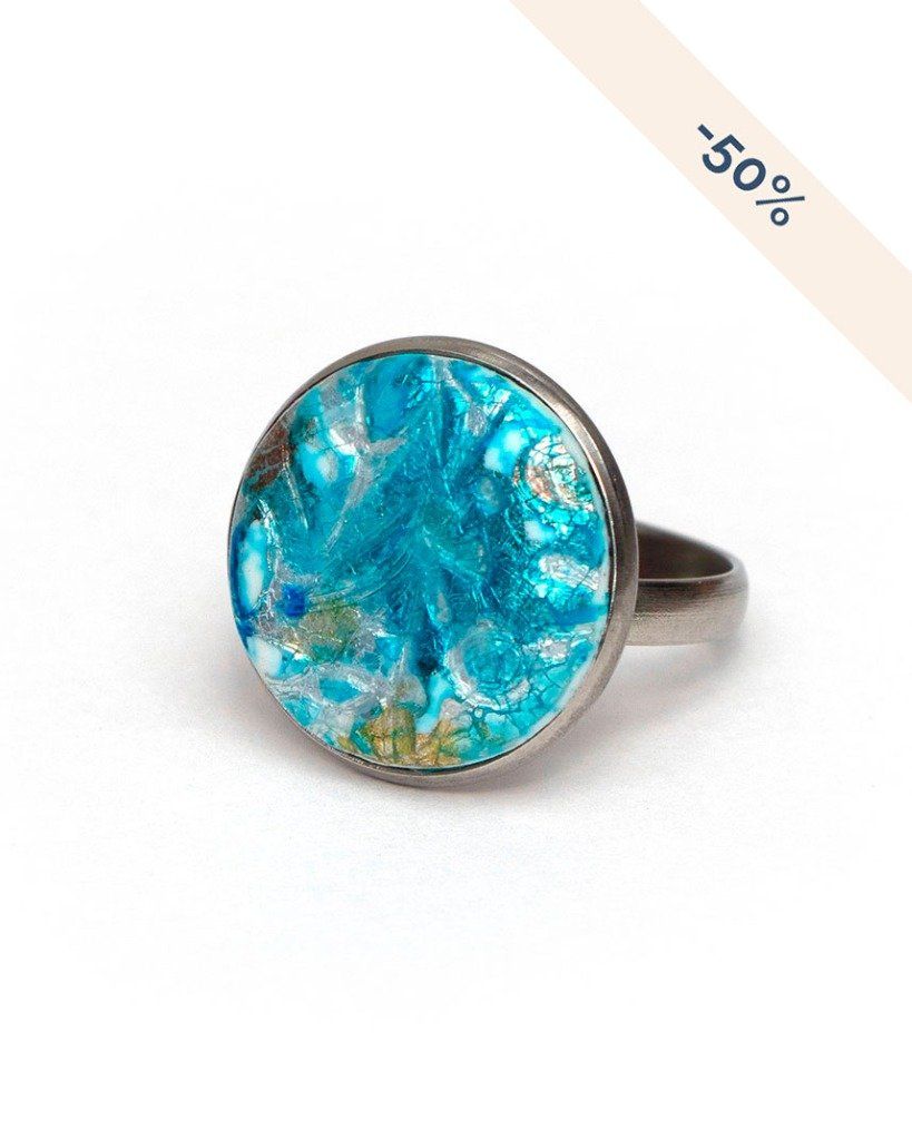 Grande bague ajustable bleu - modèle unique - Promotions sur les anciennes collections