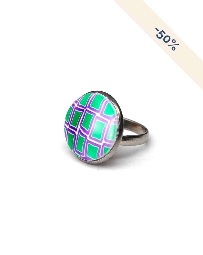 Grande bague ajustable en acier inoxydable - Collection Géométrie - Promotions sur les anciennes collections