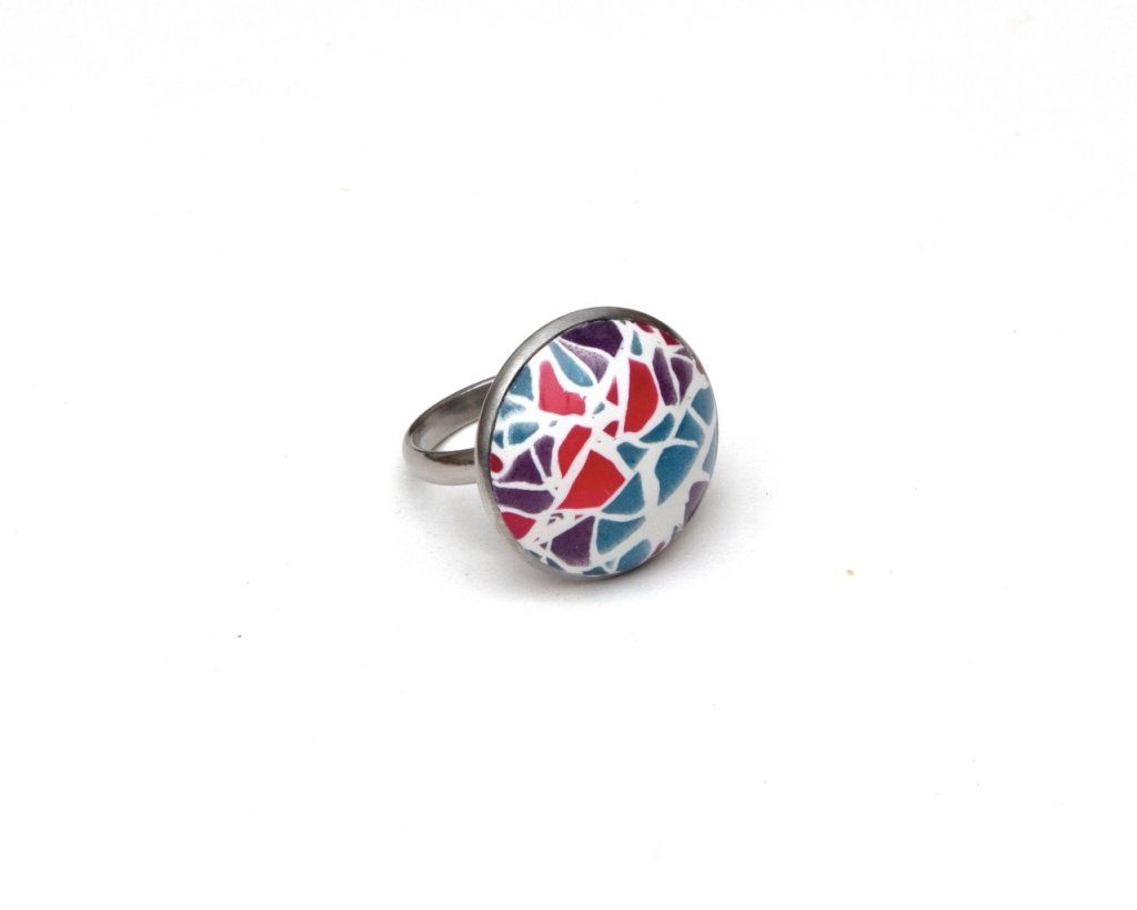 Grande bague réglable vitrail multicolore - collection Imitation