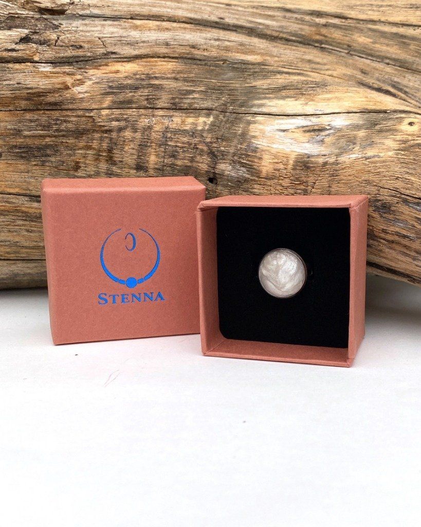 Petite bague réglable ronde sertie 1,2cm blanc nacré - collection permanente