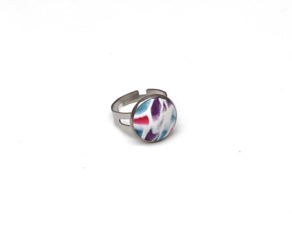 Bague réglable vitrail multicolore - collection Imitation