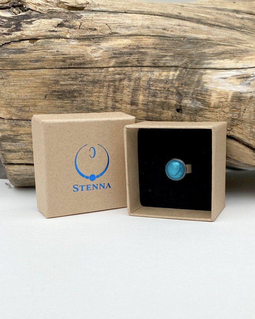 Petite bague ronde 10mm bleu turquoise - Collection permanente