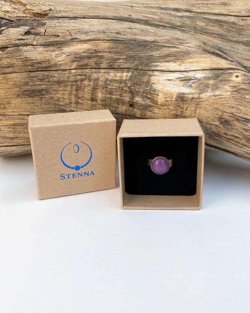 Petite bague réglable violet pailleté - Disponible