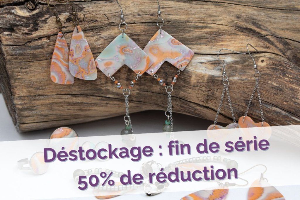 Destockage : les anciennes collections sont à -50% - Collection Imitation : Mokume Gane orange, vert, rose et violet