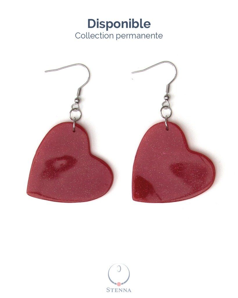 Boucles d'oreilles grands coeurs rouges - Collection permanente - Disponible