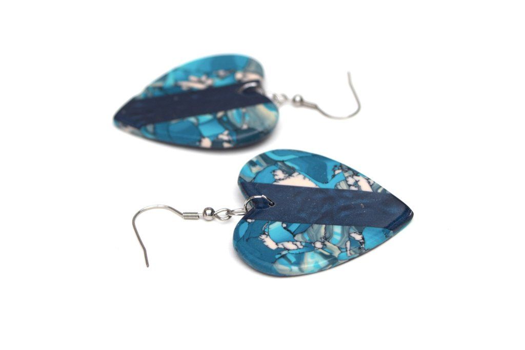 Boucles d'oreilles coeurs bleues - Collection Imitation