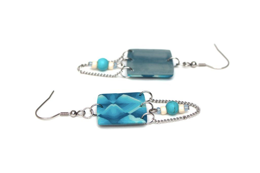 Boucles d'oreilles bleues - Collection Géométrie