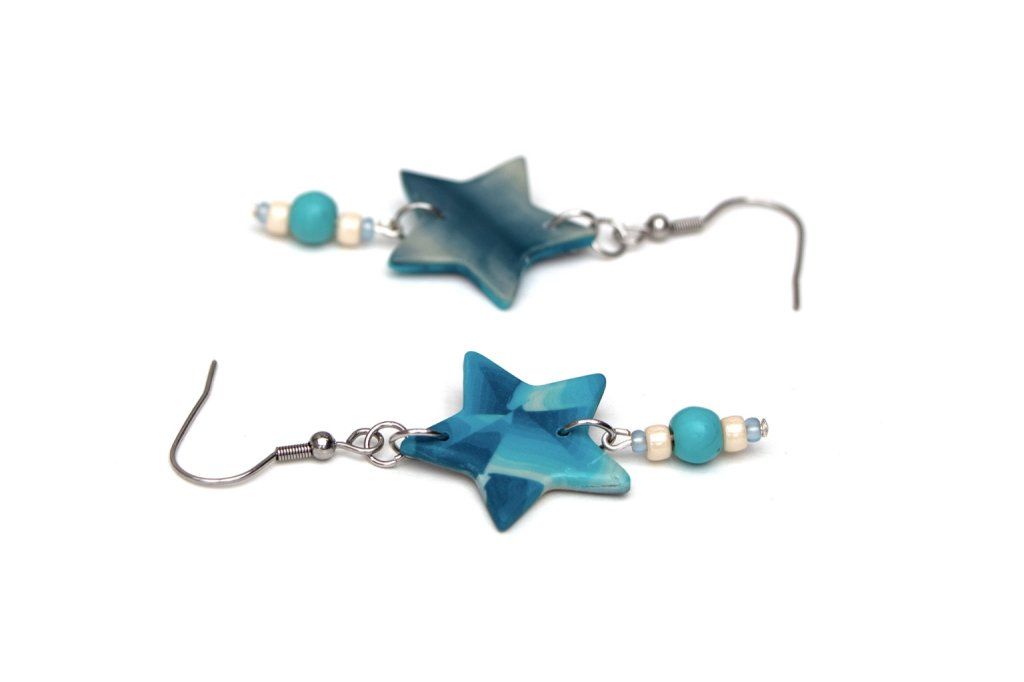 Boucles d'oreilles bleues - Collection Géométrie