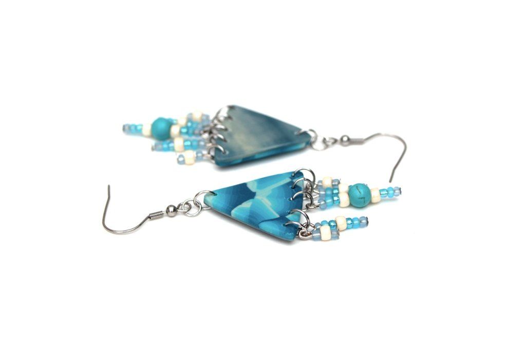 Boucles d'oreilles bleues - Collection Géométrie