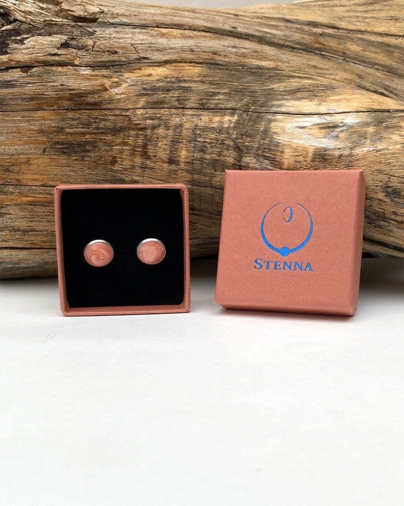 Boucles d'oreilles puces serties 10mm rose clair - Collection permanente