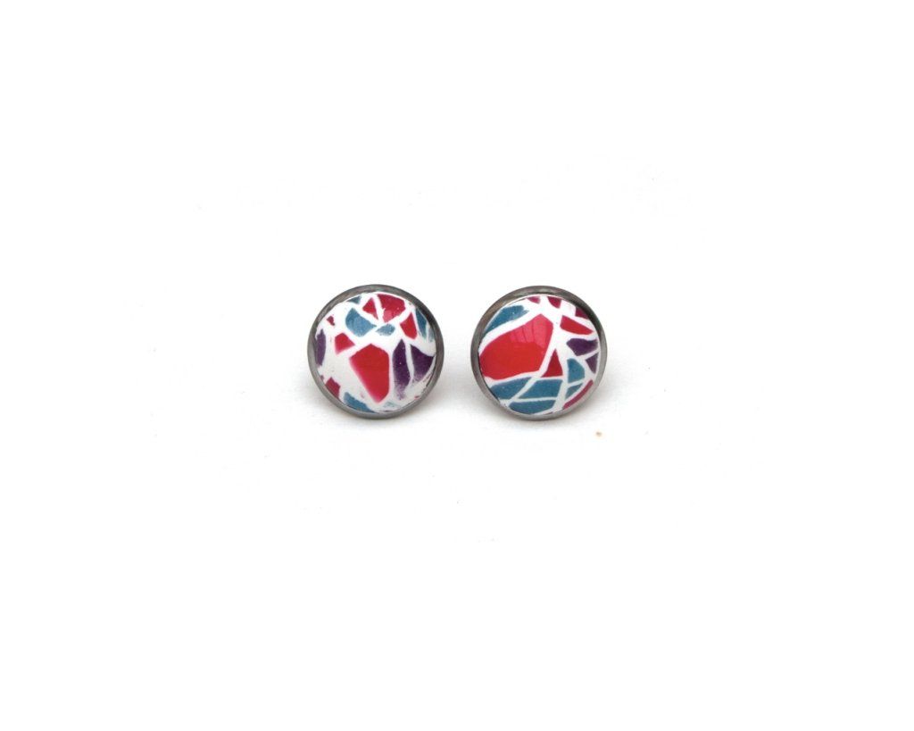 Boucles d'oreilles puces serties 12mm - collection Imitation - Disponible