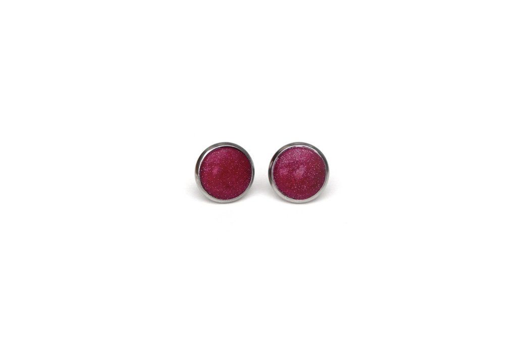 Collection Couleurs Unies - Boucles d'oreilles puces serties 12mm