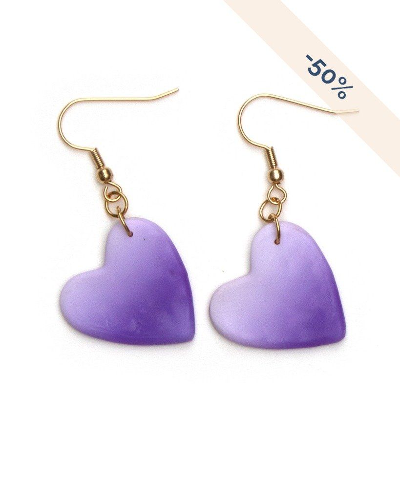 Petites boucles d'oreilles violet et blanc en promotion - Collection Couleurs Unies