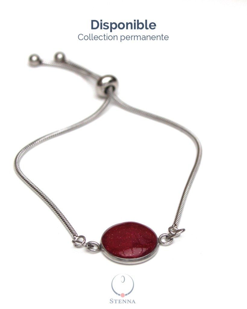 Bracelet réglable 14mm en acier inoxydable rouge - Collection permanente - Disponible