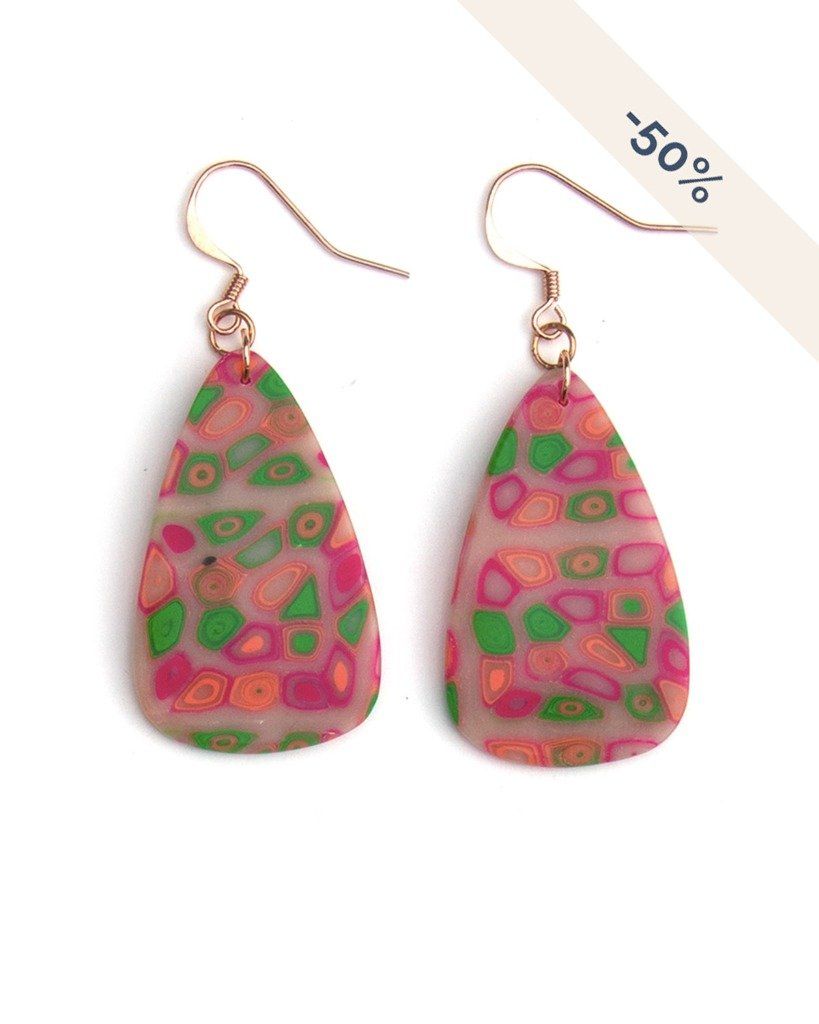 Boucles d'oreilles rose fuchsia - Collection Géométrie - Disponible