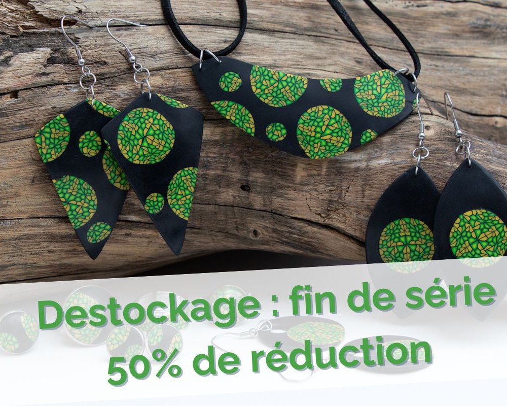 Destockage : les anciennes collections sont à -50% - Collection Géométrie : canne géométrique vert, jaune et noir