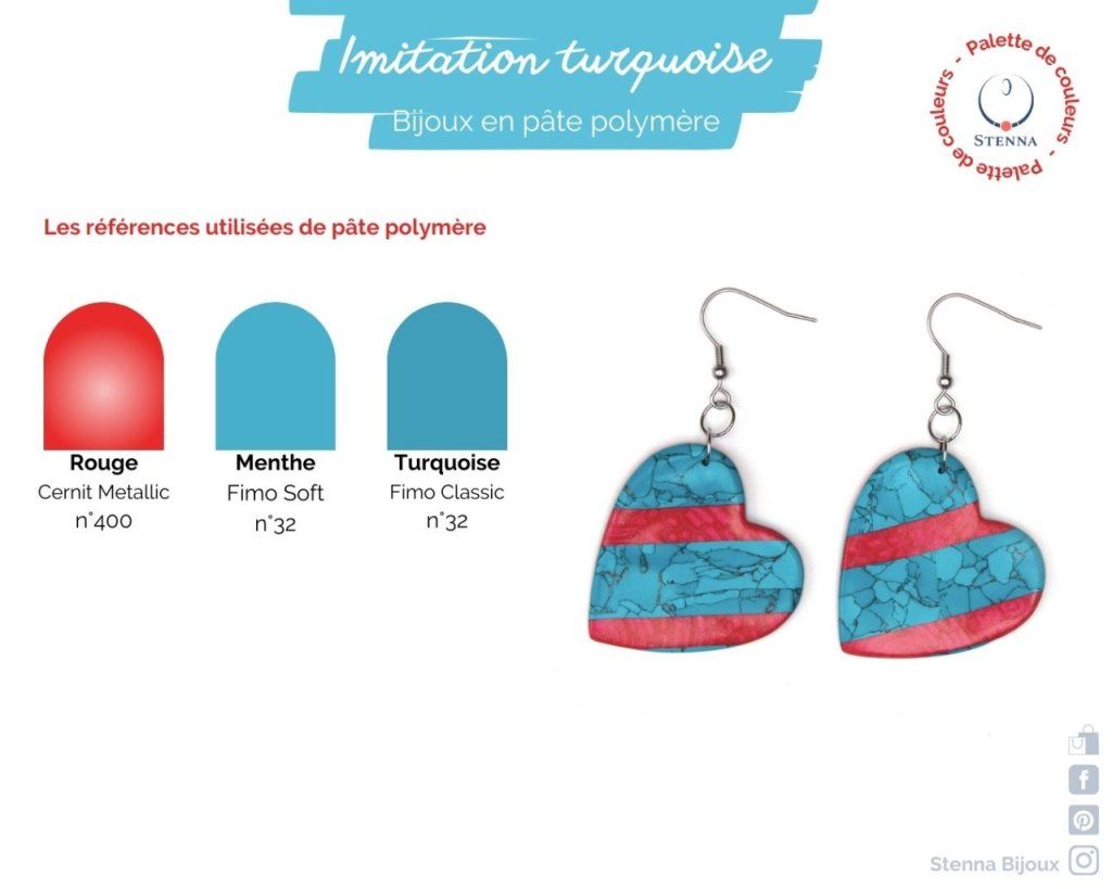 Palettes de couleurs - collection Imitation - Imitation turquoise et rouge