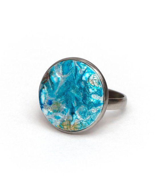 bague reglable grande imitation promotion encre bleu