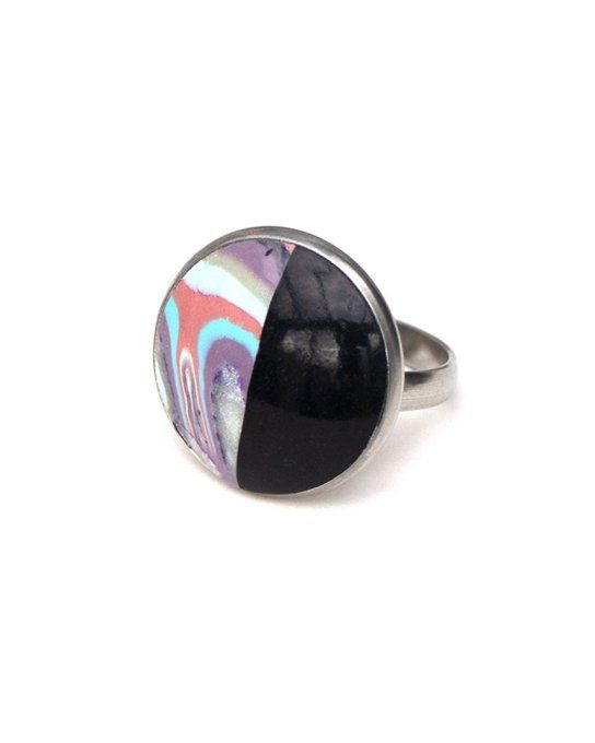 bague reglable grande imitation promotion noir rose