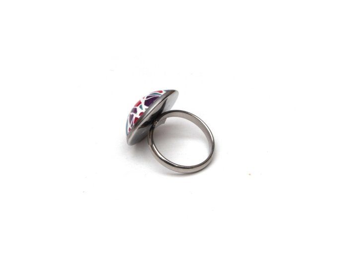 grande bague réglable vitrail multicolore verso