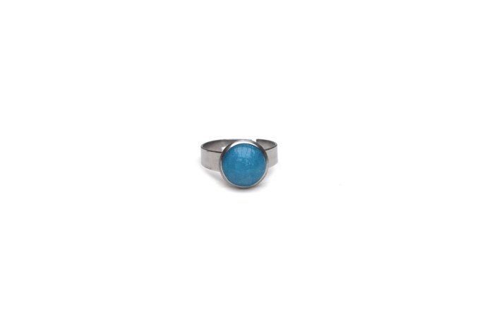 bague réglable bleu clair pailleté