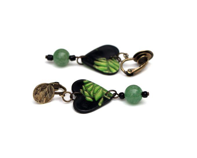 boucles oreilles clips laiton bronze modele unique