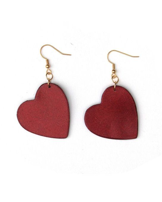 boucles oreilles grands coeurs rouges paillettes verso