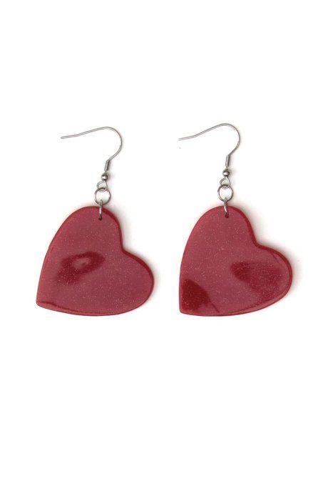 boucles d'oreilles rouges pailletés recto