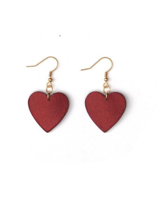 boucles oreilles coeurs rouges moyen paillettes verso