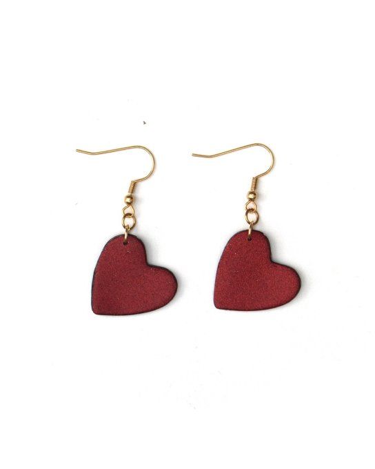 boucles oreilles coeurs rouges petits paillettes recto