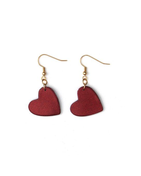 boucles oreilles coeurs rouges petits paillettes verso