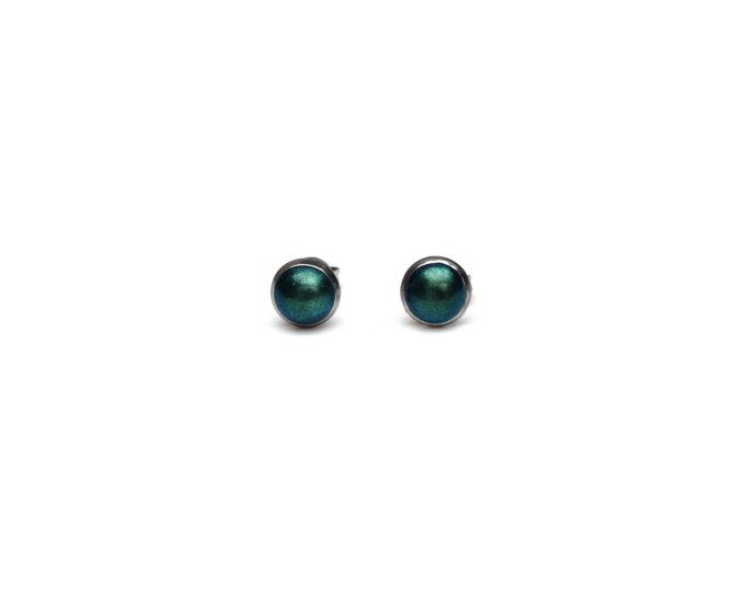 boucles oreilles puces serties bleu vert 6mm collection permanente recto