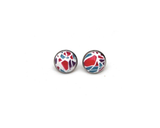Boucles oreilles puces serties 12mm collection imitation recto