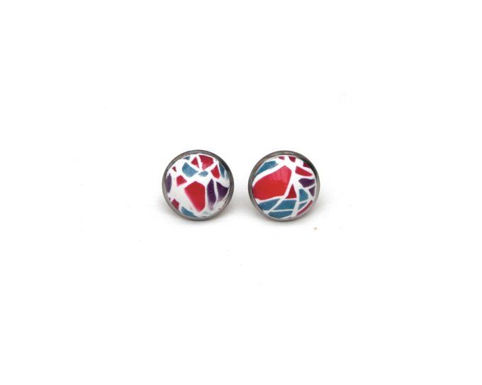 Boucles oreilles puces serties 12mm collection imitation recto