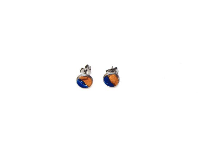 boucles oreilles acier inoxydable puces serties §mm piece unique recto