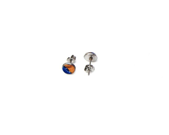 boucles oreilles acier inoxydable puces serties §mm piece unique verso