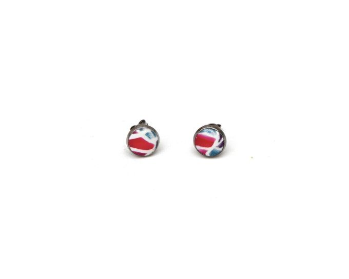 Boucles oreilles puces serties 8mm collection imitation recto