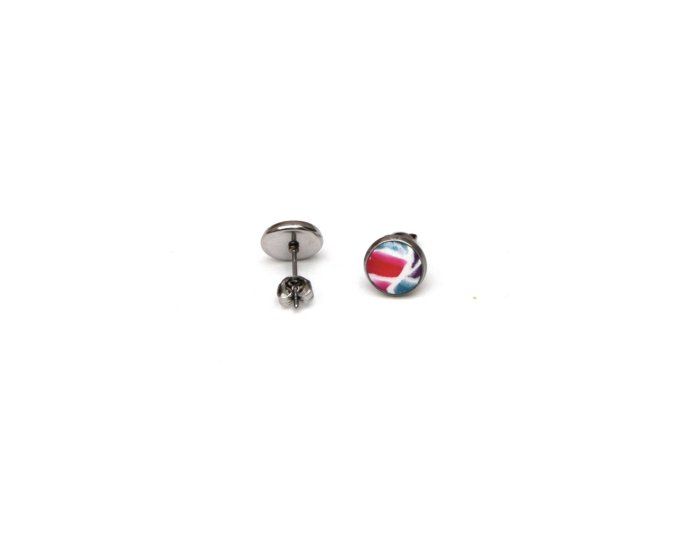 Boucles oreilles puces serties 8mm collection imitation verso