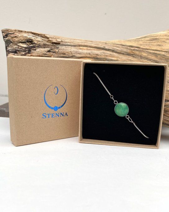 bracelets réglables 14mm en acier inoxydable vert jade ecrin